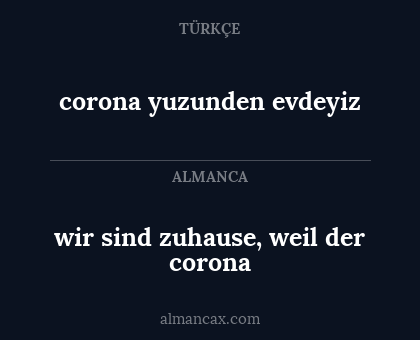 wir sind zuhause, weil der corona - corona yuzunden evdeyiz
