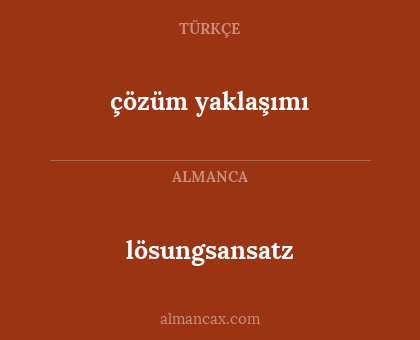 çözüm yaklaşımı - lösungsansatz