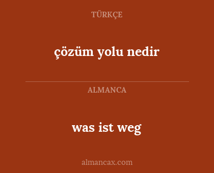 çözüm yolu nedir - was ist weg