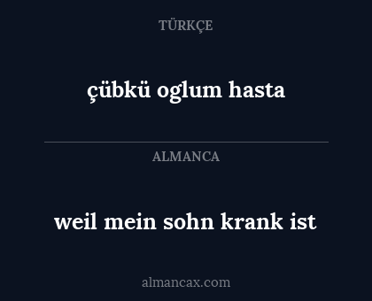 weil mein sohn krank ist - çübkü oglum hasta