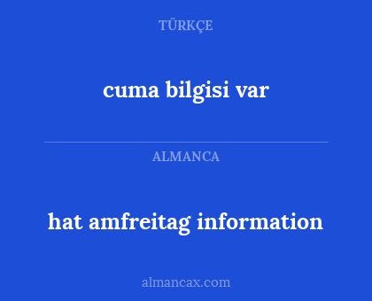 hat amfreitag information - cuma bilgisi var