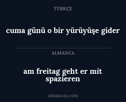 am freitag geht er mit spazieren - cuma günü o bir yürüyüşe gider