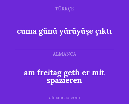 cuma günü yürüyüşe çıktı - am freitag geth er mit spazieren