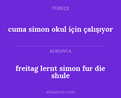 freitag lernt simon fur die shule - cuma simon okul için çalışıyor