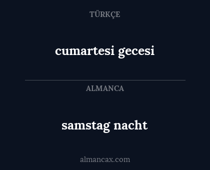 cumartesi gecesi - samstag nacht