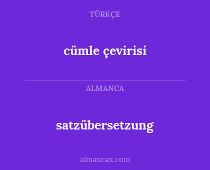 satzübersetzung - cümle çevirisi