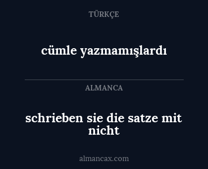 cümle yazmamışlardı - schrieben sie die satze mit nicht
