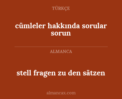 stell fragen zu den sätzen - cümleler hakkında sorular sorun