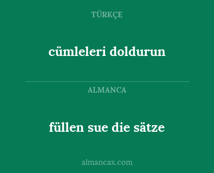 füllen sue die sätze - cümleleri doldurun