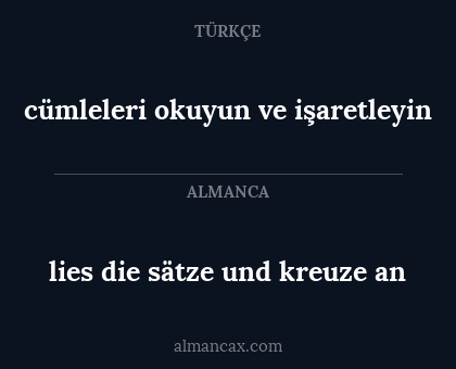 cümleleri okuyun ve işaretleyin - lies die sätze und kreuze an