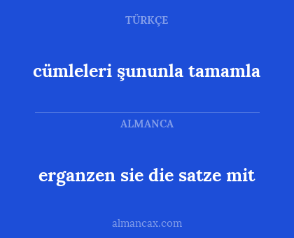 cümleleri şununla tamamla - erganzen sie die satze mit