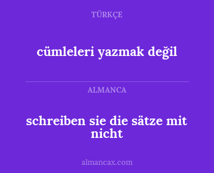 schreiben sie die sätze mit nicht - cümleleri yazmak değil