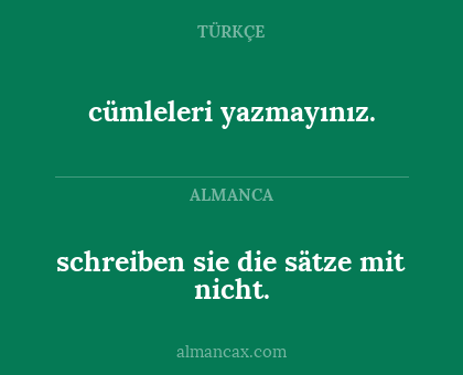 schreiben sie die sätze mit nicht. - cümleleri yazmayınız.