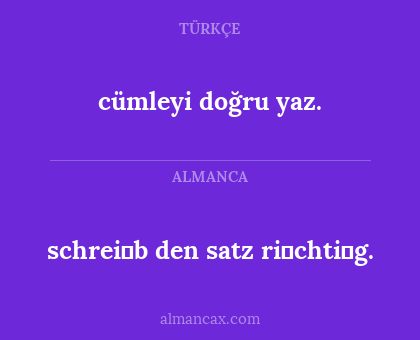 schrei̇b den satz ri̇chti̇g. - cümleyi doğru yaz.