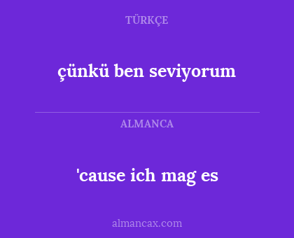 çünkü ben seviyorum - 'cause ich mag es