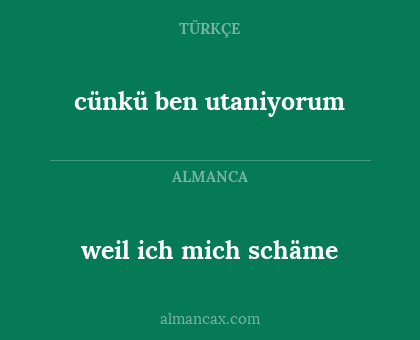 cünkü ben utaniyorum - weil ich mich schäme