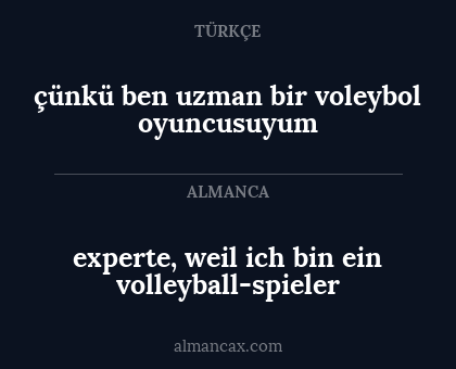 experte, weil ich bin ein volleyball-spieler - çünkü ben uzman bir voleybol oyuncusuyum