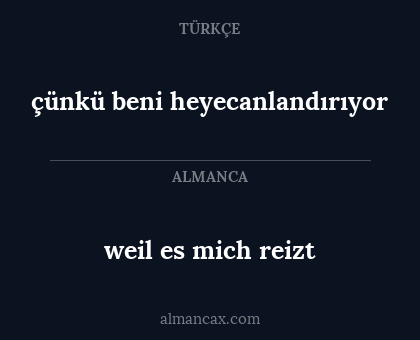 weil es mich reizt - çünkü beni heyecanlandırıyor