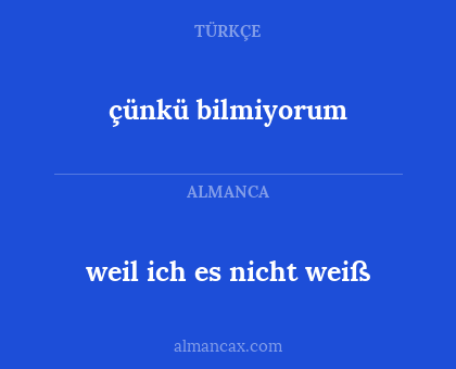 çünkü bilmiyorum - weil ich es nicht weiß