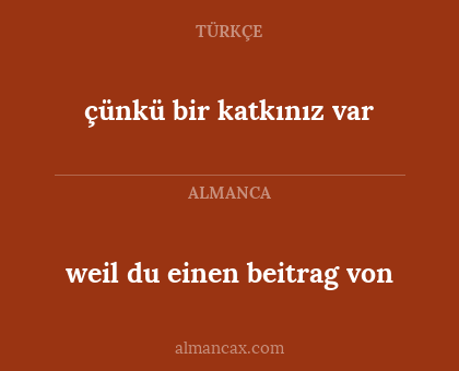 çünkü bir katkınız var - weil du einen beitrag von