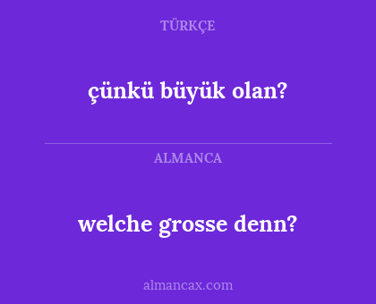 welche grosse denn? - çünkü büyük olan?