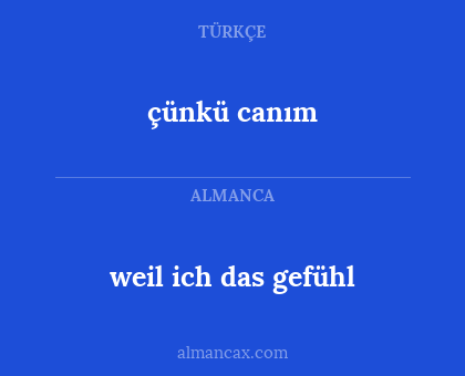 çünkü canım - weil ich das gefühl