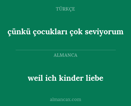 weil ich kinder liebe - çünkü çocukları çok seviyorum