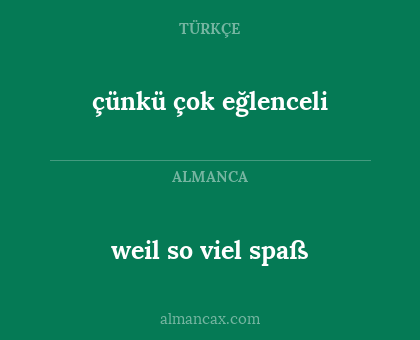 çünkü çok eğlenceli - weil so viel spaß