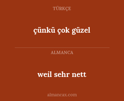 weil sehr nett - çünkü çok güzel