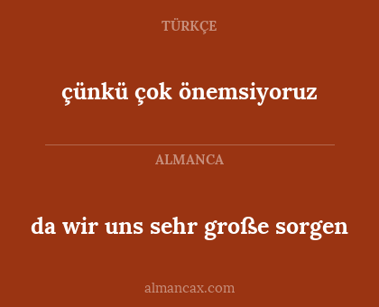 çünkü çok önemsiyoruz - da wir uns sehr große sorgen
