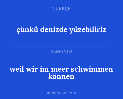 weil wir im meer schwimmen können - çünkü denizde yüzebiliriz