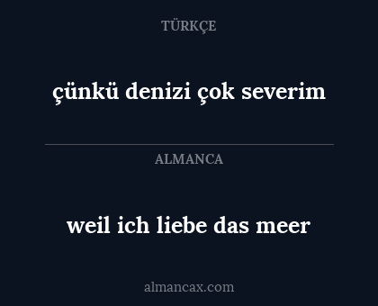 çünkü denizi çok severim - weil ich liebe das meer