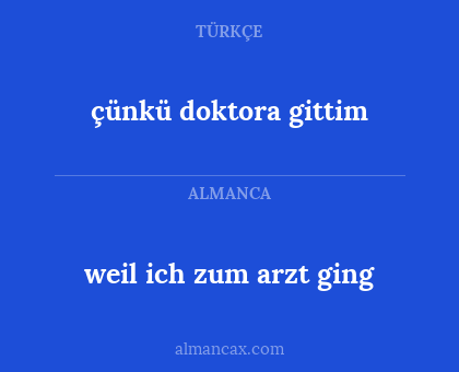 weil ich zum arzt ging - çünkü doktora gittim
