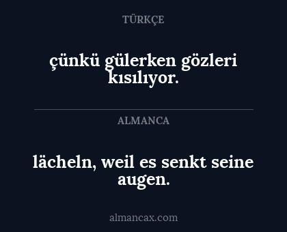 lächeln, weil es senkt seine augen. - çünkü gülerken gözleri kısılıyor.