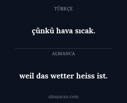 weil das wetter heiss ist. - çünkü hava sıcak.