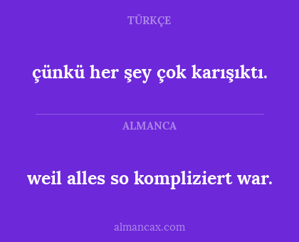 weil alles so kompliziert war. - çünkü her şey çok karışıktı.