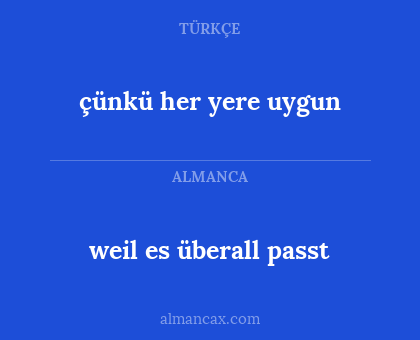 weil es überall passt - çünkü her yere uygun