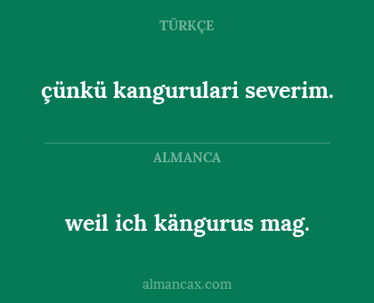 çünkü kangurulari severim. - weil ich kängurus mag.
