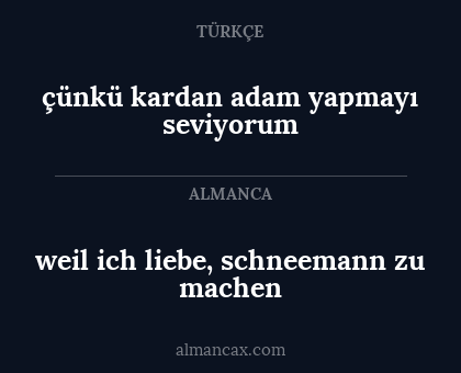 weil ich liebe, schneemann zu machen - çünkü kardan adam yapmayı seviyorum