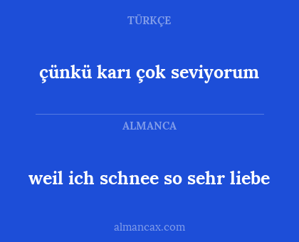 çünkü karı çok seviyorum - weil ich schnee so sehr liebe