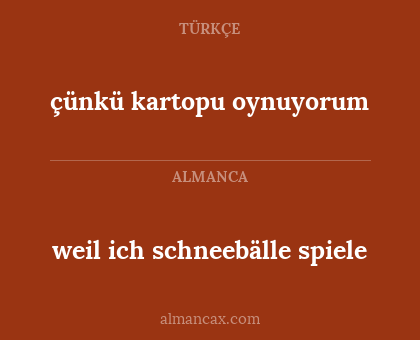 çünkü kartopu oynuyorum - weil ich schneebälle spiele