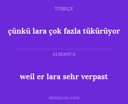 çünkü lara çok fazla tükürüyor - weil er lara sehr verpast