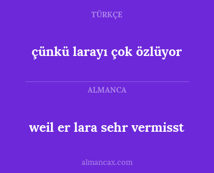 weil er lara sehr vermisst - çünkü larayı çok özlüyor