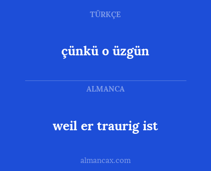 weil er traurig ist - çünkü o üzgün