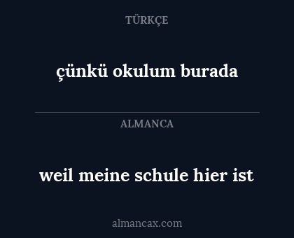 weil meine schule hier ist - çünkü okulum burada