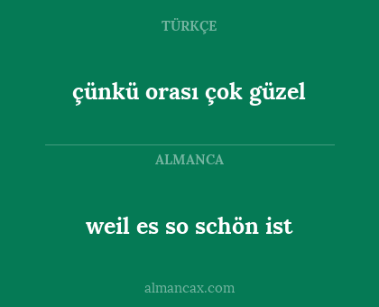 çünkü orası çok güzel - weil es so schön ist