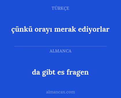 çünkü orayı merak ediyorlar - da gibt es fragen