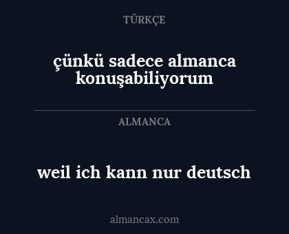 weil ich kann nur deutsch - çünkü sadece almanca konuşabiliyorum