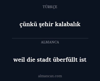 weil die stadt überfüllt ist - çünkü şehir kalabalık