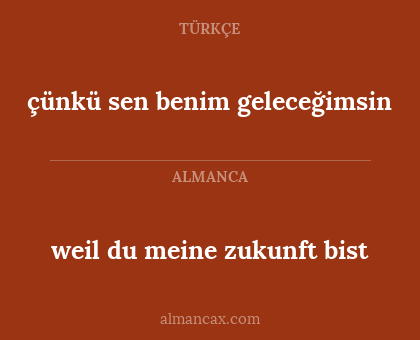 weil du meine zukunft bist - çünkü sen benim geleceğimsin